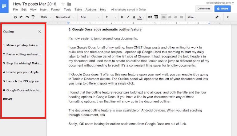 Google Docs adds a many new editing features